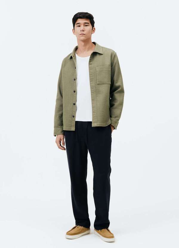 Hering - Camisa Masculina Overshirt com Bolso Frontal Verde 4