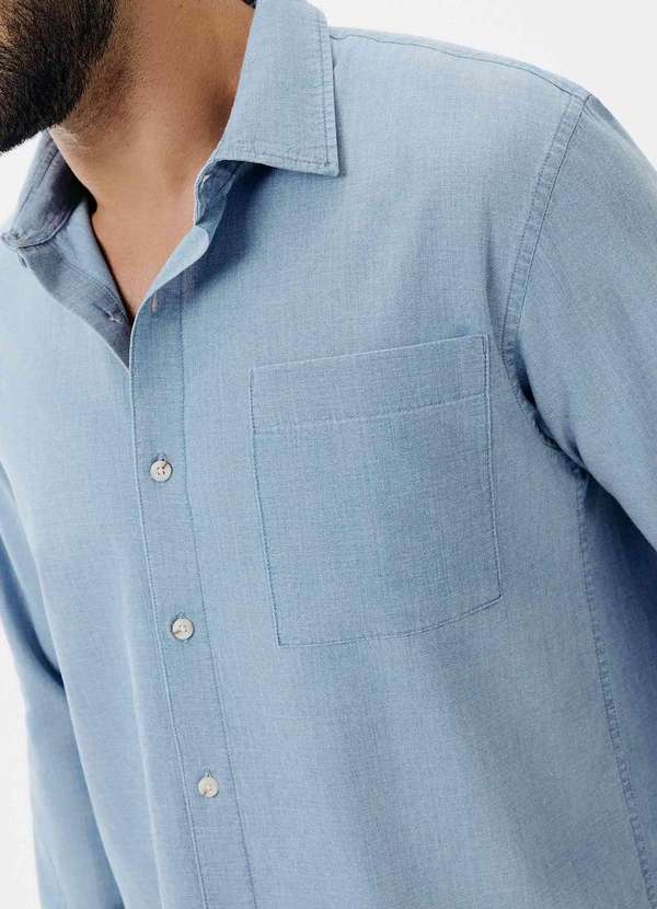 Hering - Camisa Masculina Regular em Jeans Azul 2