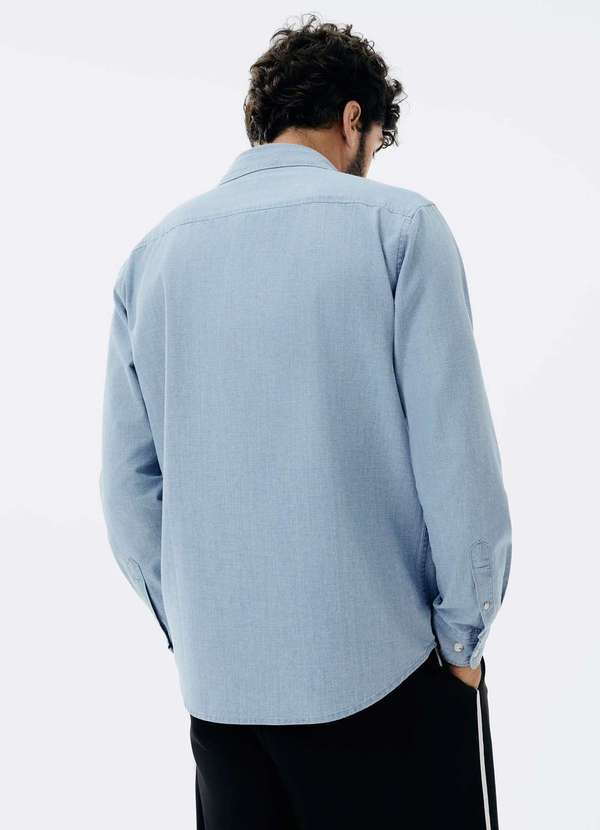 Hering - Camisa Masculina Regular em Jeans Azul 3