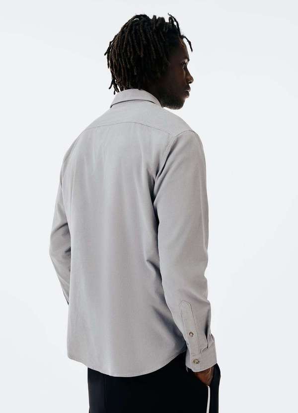 Hering - Camisa Masculina Regular em Veludo Cotele Leve Cinza 4