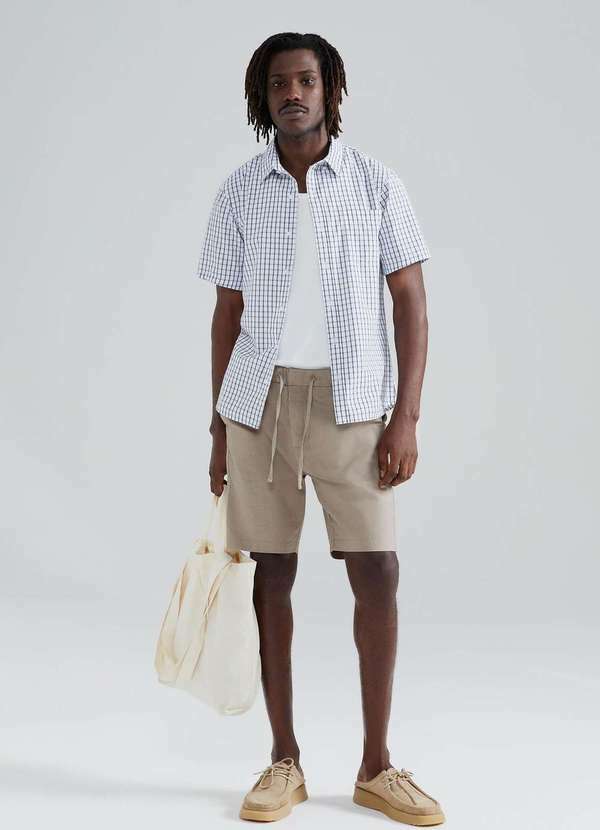 Hering - Camisa Masculina Slim Manga Curta Azul 4