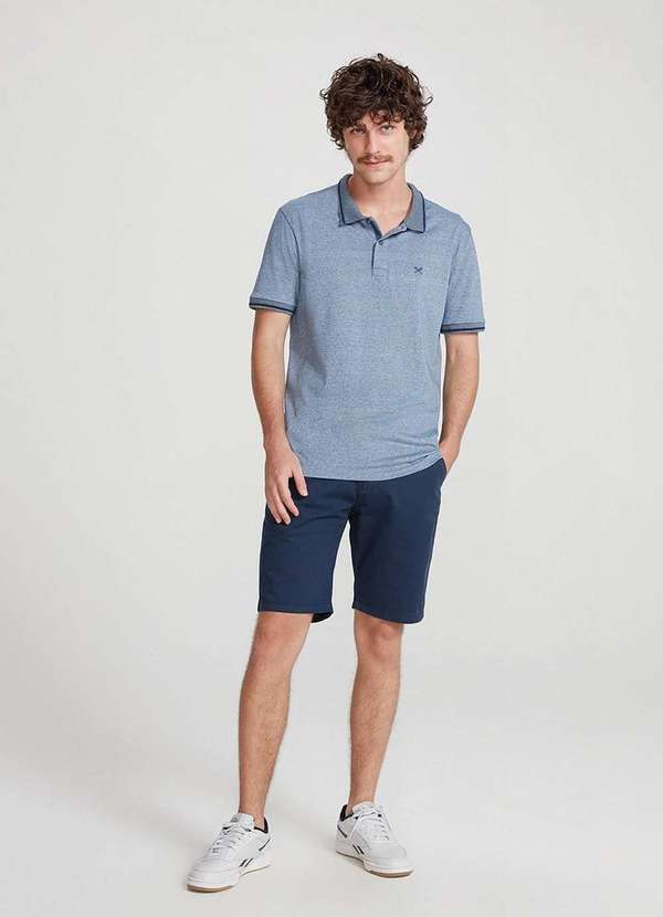Hering - Camisa Polo Basica Masculina em Malha Texturizada Azul 4