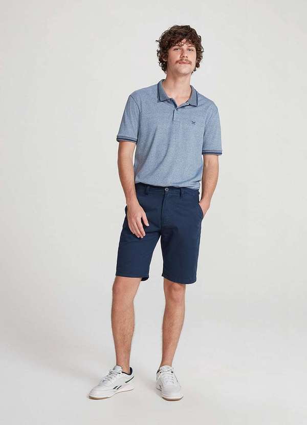 Hering - Camisa Polo Basica Masculina em Malha Texturizada Azul 5