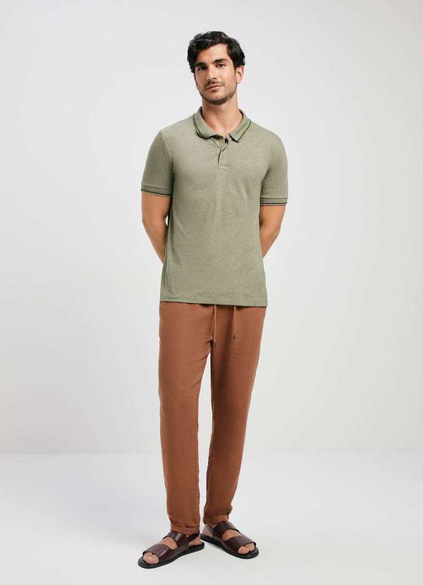 Hering - Camisa Polo Basica Masculina em Malha Texturizada Verde 4