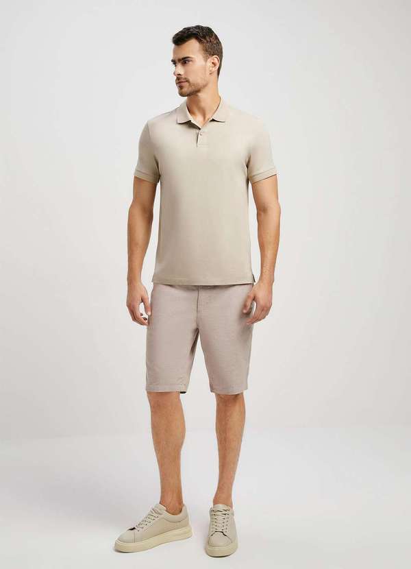 Hering - Camisa Polo Basica Masculina Manga Curta Pima Bege 4