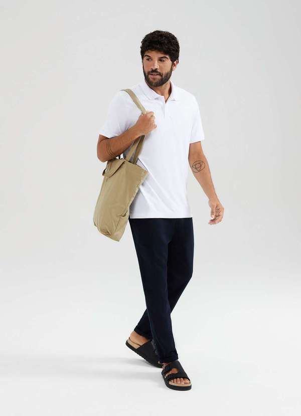 Hering - Camisa Polo Basica Masculina Manga Curta Pima Branco 4