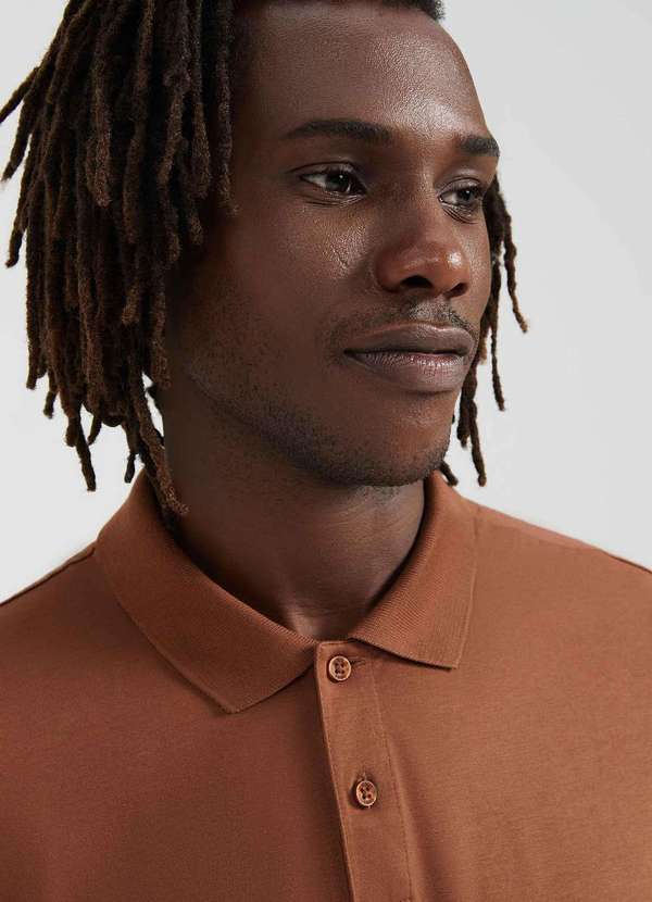 Hering - Camisa Polo Basica Masculina Manga Curta Pima Marrom 4