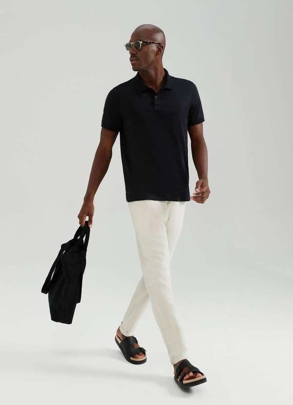 Hering - Camisa Polo Basica Masculina Manga Curta Pima Preto 2