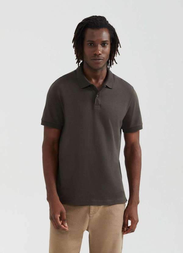 Hering - Camisa Polo Basica Masculina Manga Curta Pima Verde