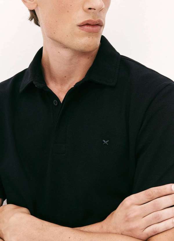 Hering - Camisa Polo Masculina em Piquet Pima Preto 2