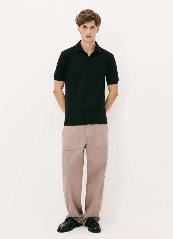 Hering - Camisa Polo Masculina em Piquet Pima Preto 4