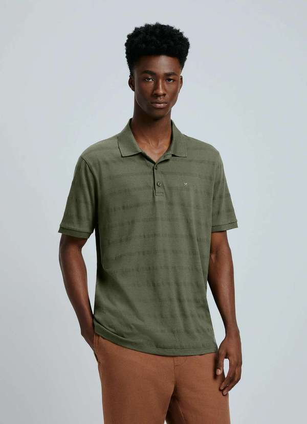 Hering - Camisa Polo Masculina Manga Curta com Bordado Verde