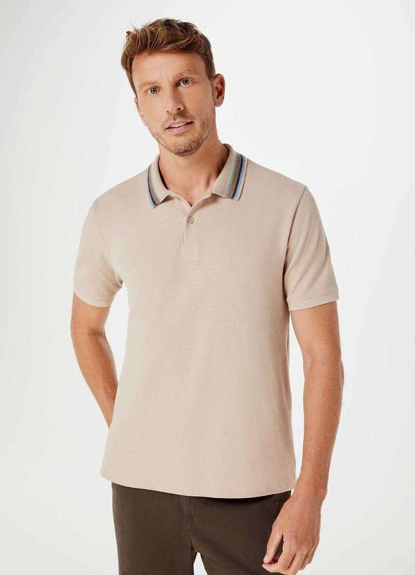Hering - Camisa Polo Masculina Manga Curta em Piquet Bege