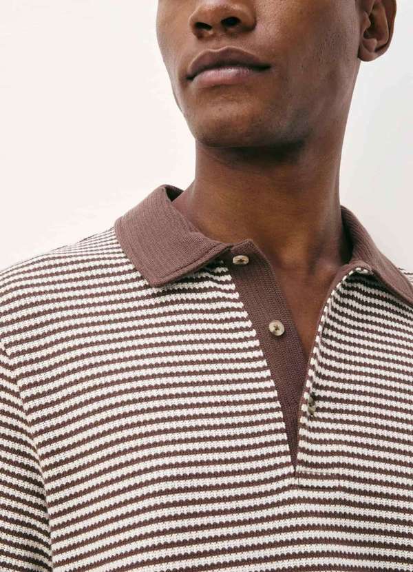 Hering - Camisa Polo Masculina Manga Curta Fio Tinto Bege 2