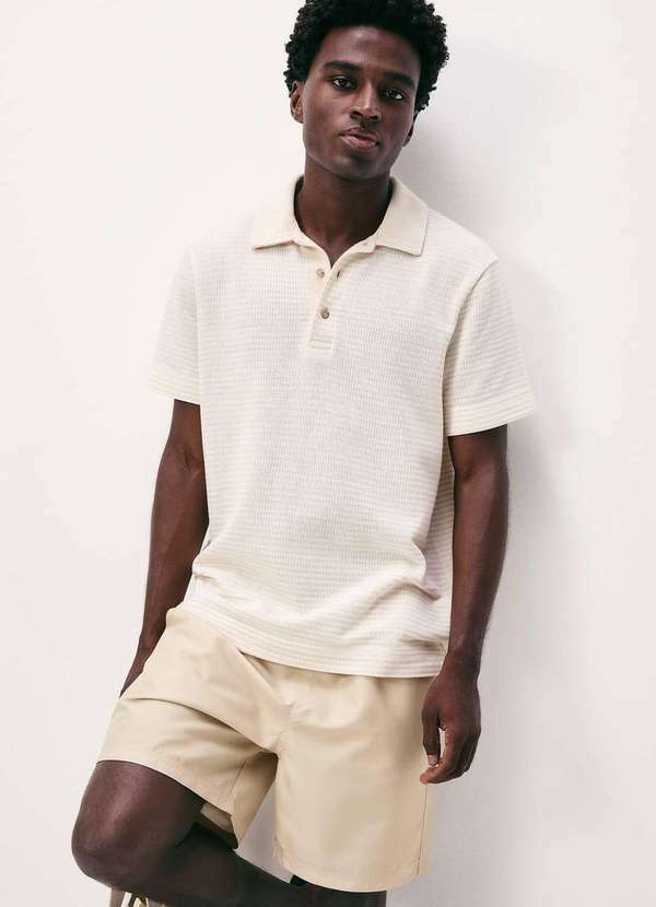 Hering - Camisa Polo Masculina Manga Curta Fio Tinto Nude
