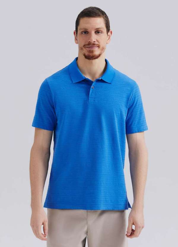 Hering - Camisa Polo Masculina Manga Curta Texturizada Azul