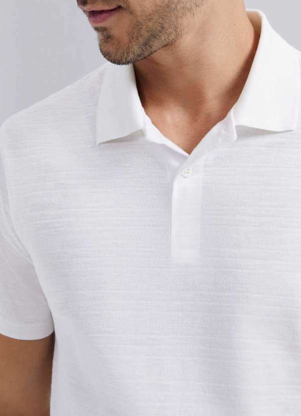 Hering - Camisa Polo Masculina Manga Curta Texturizada Branco 2