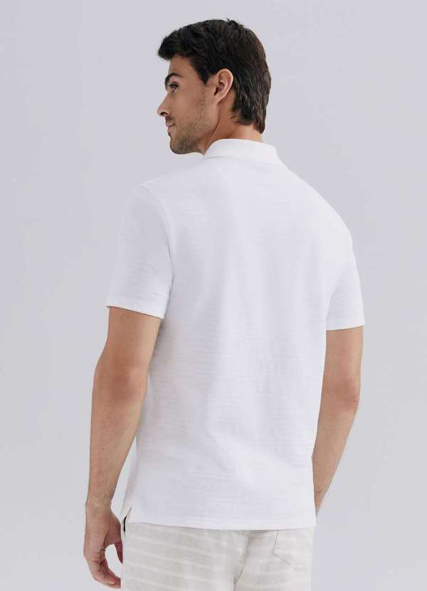 Hering - Camisa Polo Masculina Manga Curta Texturizada Branco 3