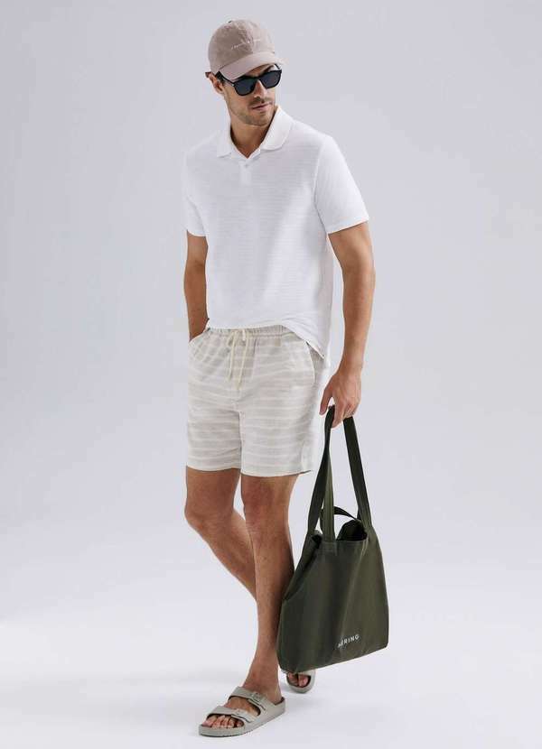 Hering - Camisa Polo Masculina Manga Curta Texturizada Branco 4