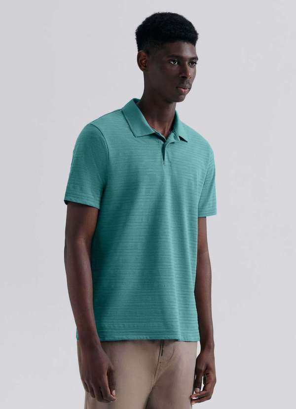 Hering - Camisa Polo Masculina Manga Curta Texturizada Verde