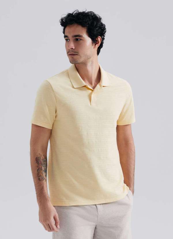 Hering - Camisa Polo Masculina Manga Curta Texturizada Amarelo