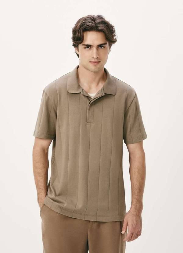 Hering - Camisa Polo Masculina Manga Curta Texturizada Verde