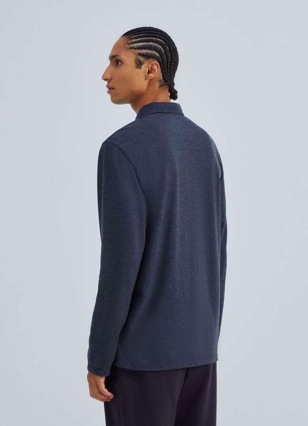 Hering - Camisa Polo Masculina Manga Longa em Piquet Cinza 3