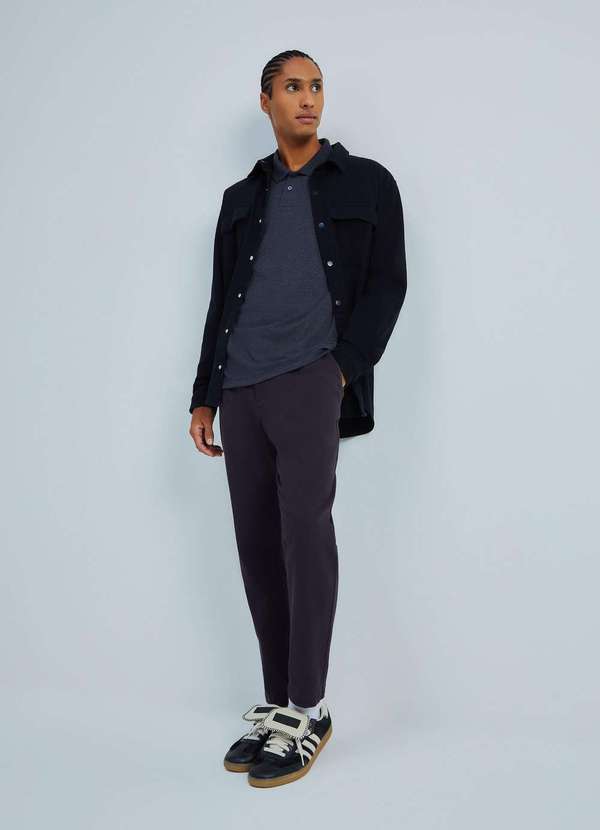 Hering - Camisa Polo Masculina Manga Longa em Piquet Cinza 4