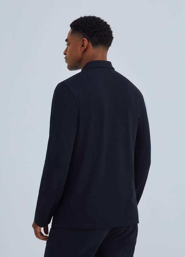 Hering - Camisa Polo Masculina Manga Longa em Piquet Preto 3