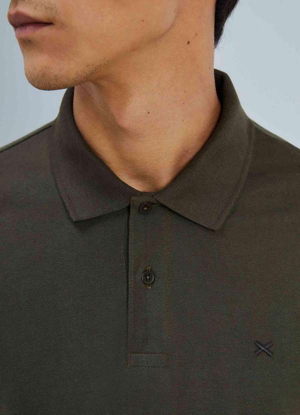 Hering - Camisa Polo Masculina Manga Longa em Piquet Verde 2