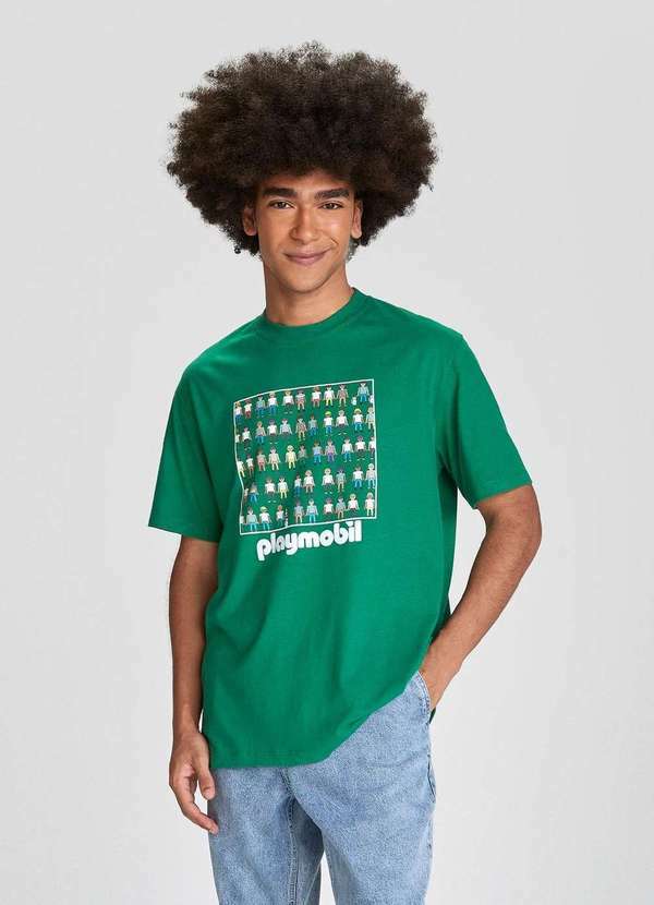 Camiseta Unissex Em Algodao Playmobil Verde Hering camiseta-unissex-em-algodao-playmobil-verde-hering