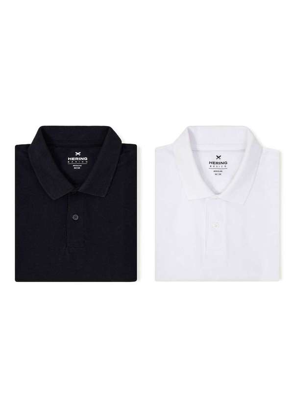 Hering - Kit com 2 Camisas Polo Basicas Masculinas em Piquet Preto 2