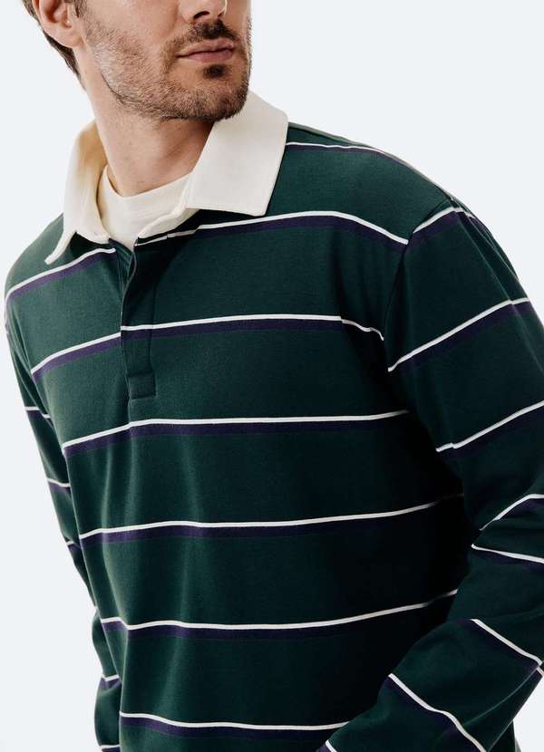 Hering - Polo Masculina Comfort Listrada Verde 2