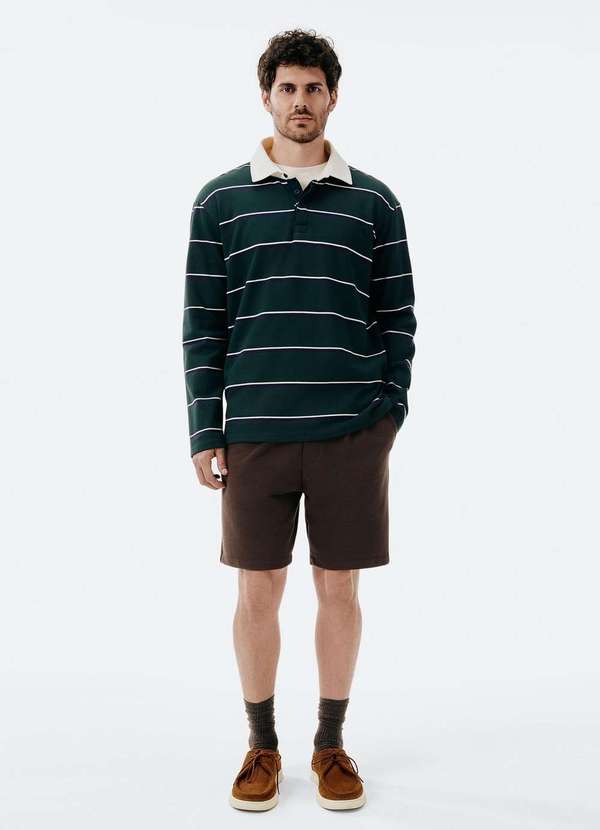 Hering - Polo Masculina Comfort Listrada Verde 4