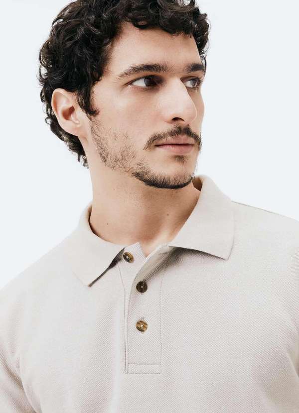 Hering - Polo Masculina Regular em Moletom Cinza 2