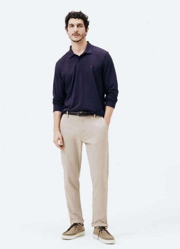 Hering - Polo Masculina Regular em Piquet Azul 4