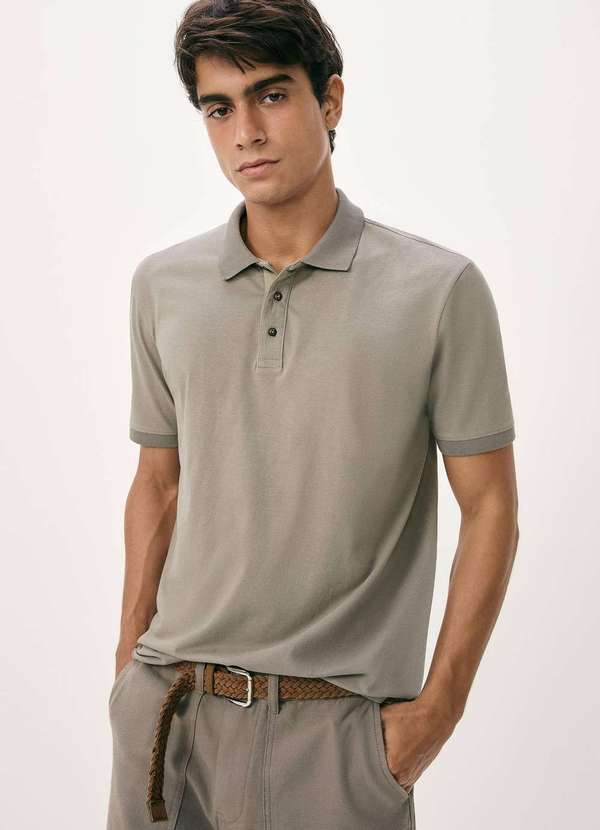 Hering - Camisa Polo Masculina Malha Sarjada Verde