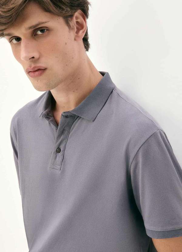 Hering - Camisa Polo Masculina Malha Sarjada Azul