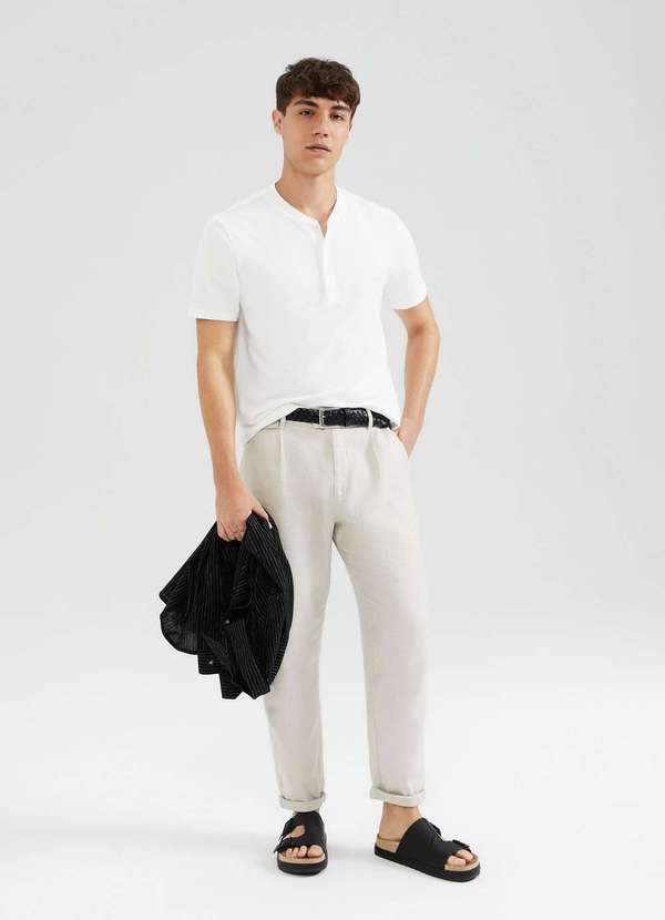 Hering - Camiseta Basica Henley Masculina Texturizada Branco 2