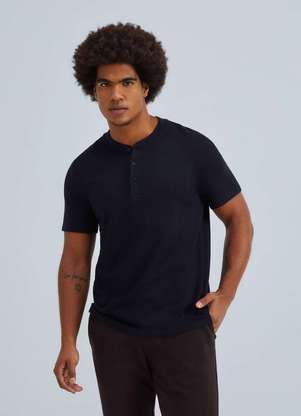 Hering - Camiseta Basica Henley Masculina Texturizada - HERING