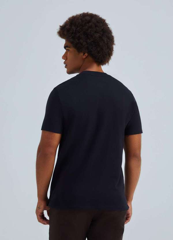 Hering - Camiseta Basica Henley Masculina Texturizada Preto 3