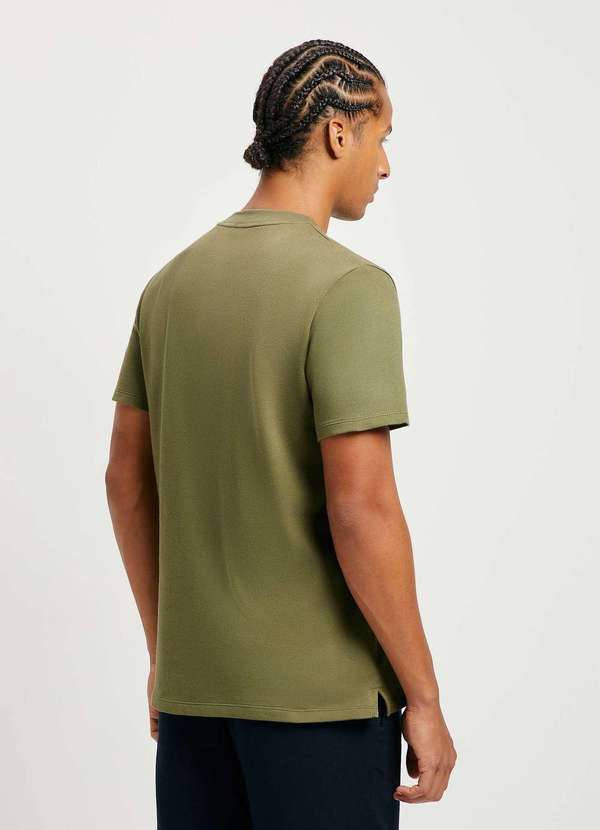 Hering - Camiseta Basica Henley Masculina Texturizada Verde 3
