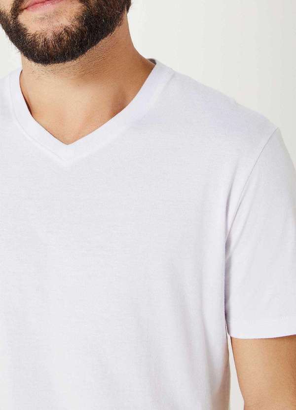 Hering - Camiseta Basica Masculina Manga Curta com Decote V World Branco 2