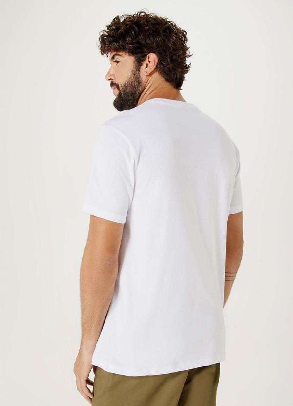Hering - Camiseta Basica Masculina Manga Curta com Decote V World Branco 3