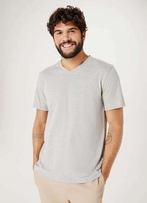 Hering - Camiseta Basica Masculina Manga Curta com Decote V World - HERING