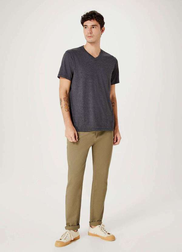 Hering - Camiseta Basica Masculina Manga Curta com Decote V World Cinza 4