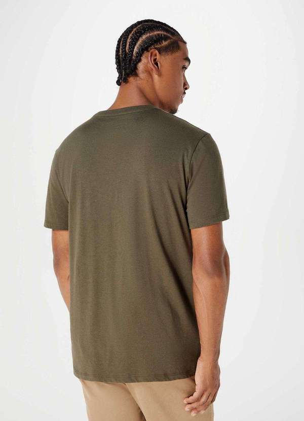 Hering - Camiseta Basica Masculina Manga Curta com Decote V World Verde 3