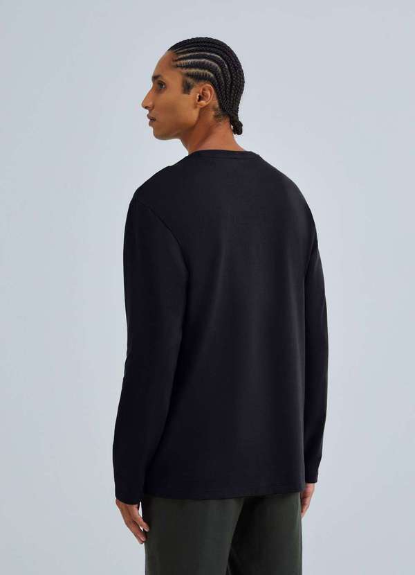 Hering - Camiseta Basica Masculina Manga Longa Comfort Super Cotton Preto 3