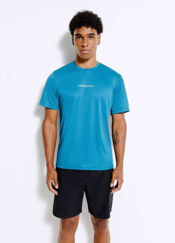 Hering - Camiseta Esportiva Masculina com Estampa Easy Care Azul