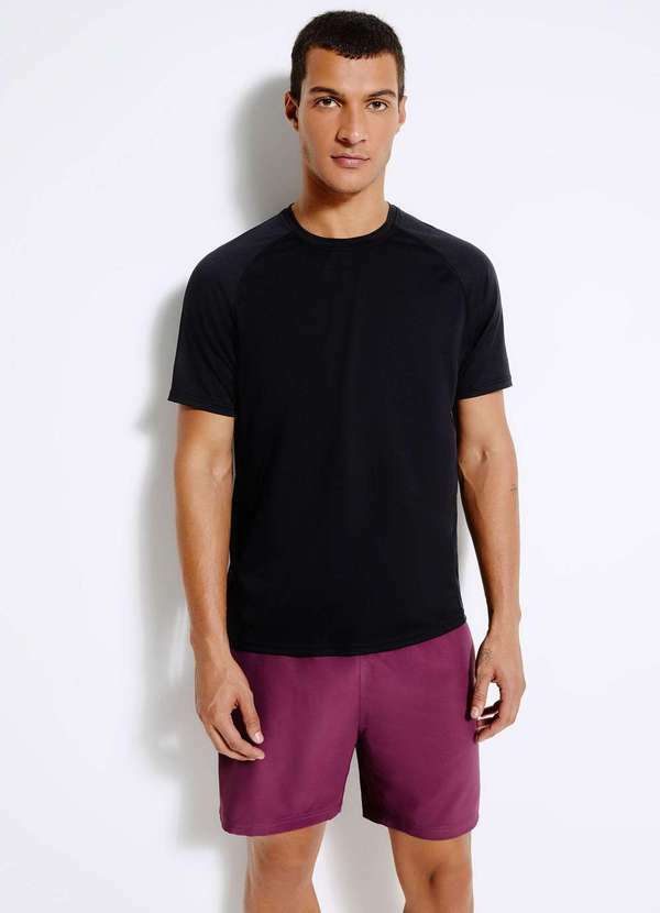 Hering - Camiseta Esportiva Masculina Raglan Secagem Rapida Preto